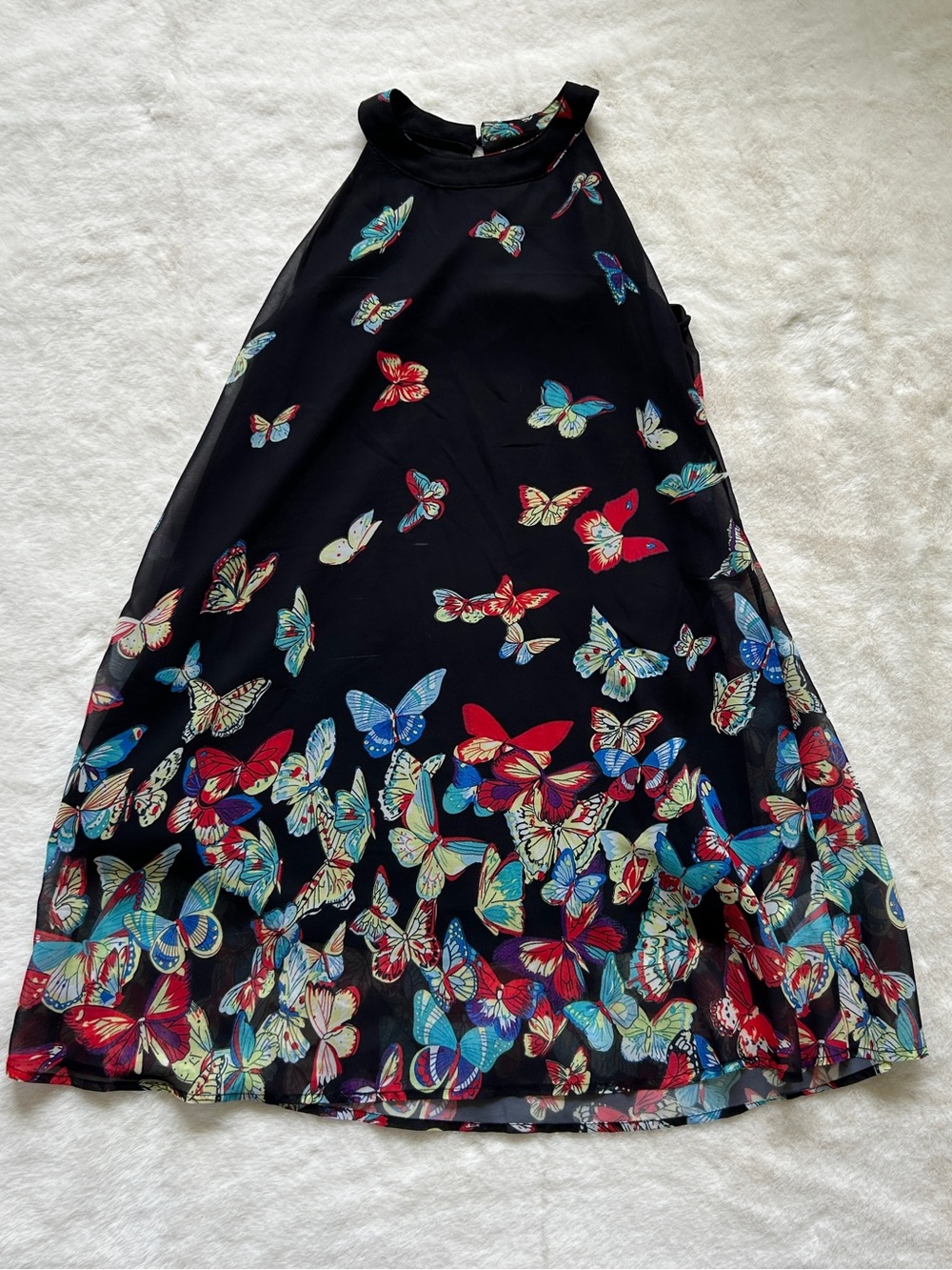 Black Butterfly Halter Dress